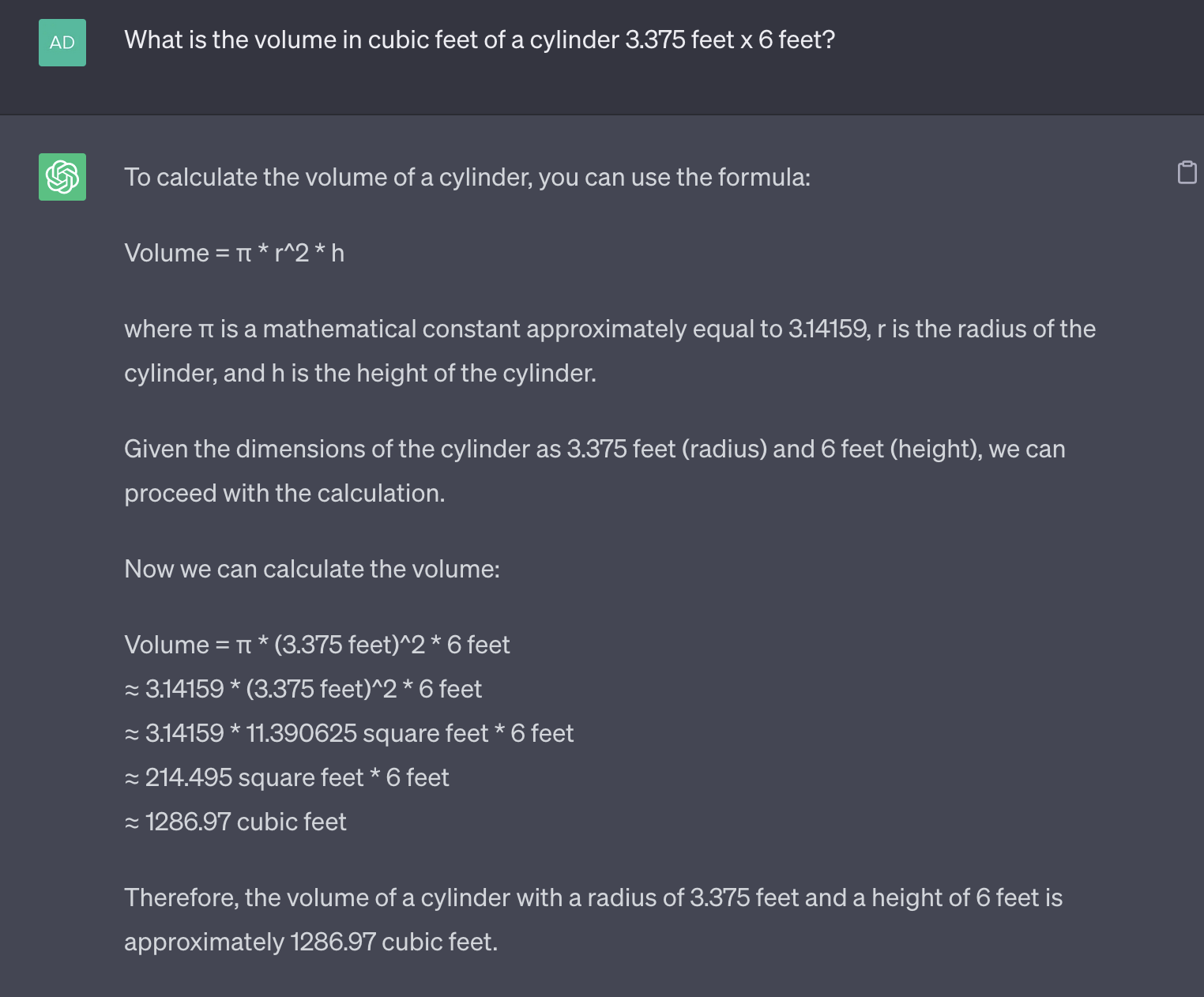 Cylinder Volume Gone Wrong